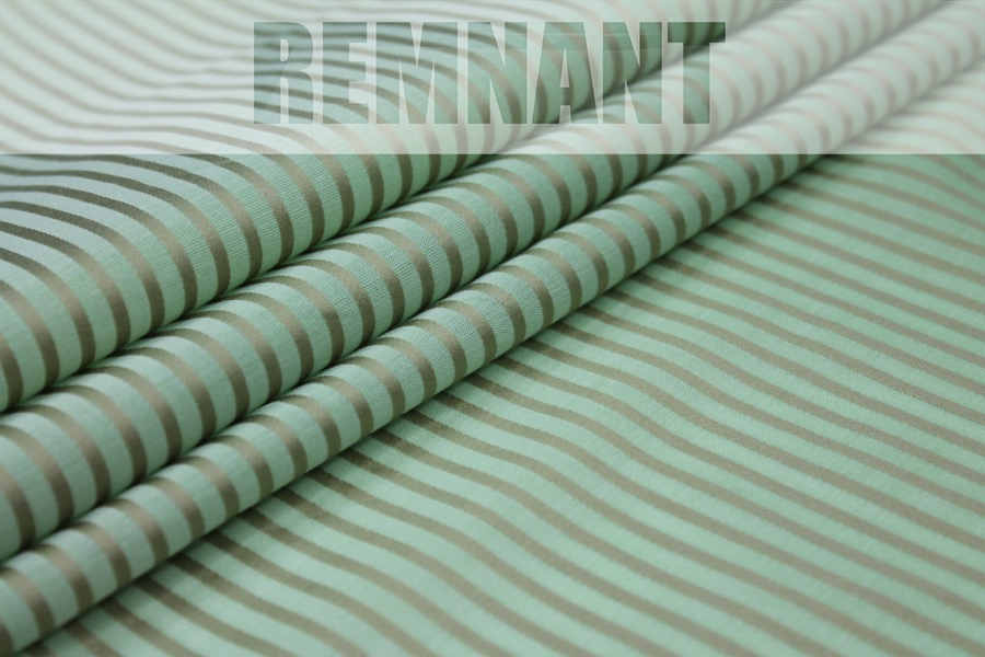 REMNANT - Shirting Cotton - Sheer Green Gold Stripe - 1.7m Piece