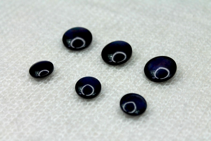 Round Resin Cat Eye Button - Blue - 1.3cm