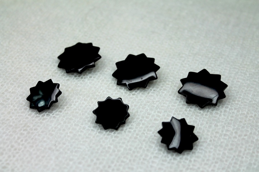 Black Polyester Star Shaped Button - 3cm