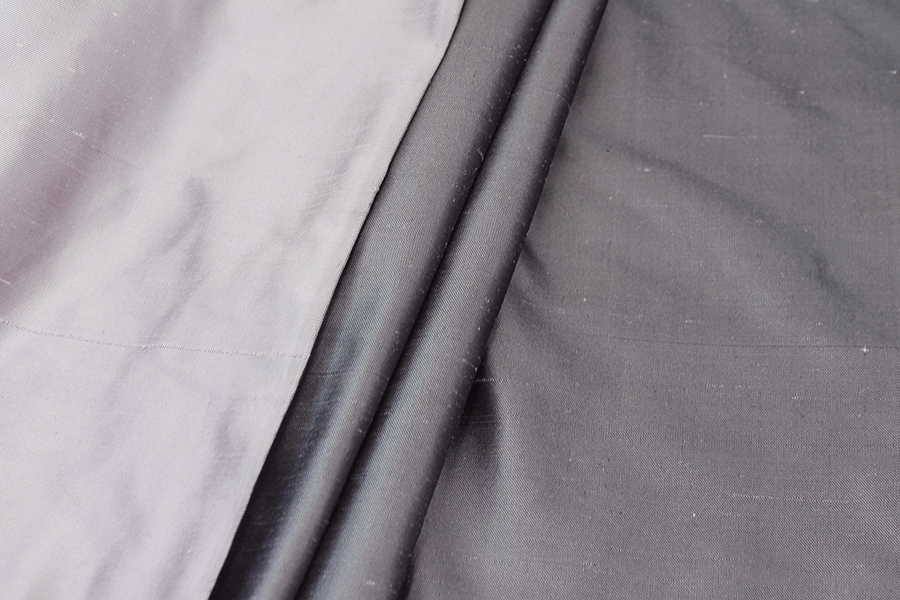 LAST PIECE - Silk Twill Backed Dupion - Lilac shot Black