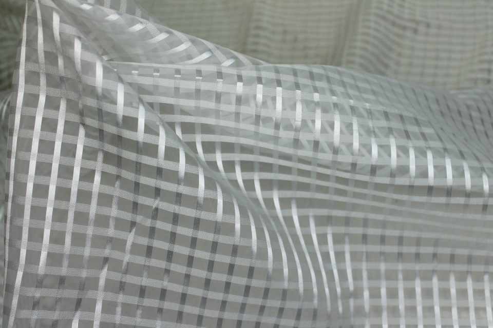 Sheer Check Organza - Ivory - 112cm