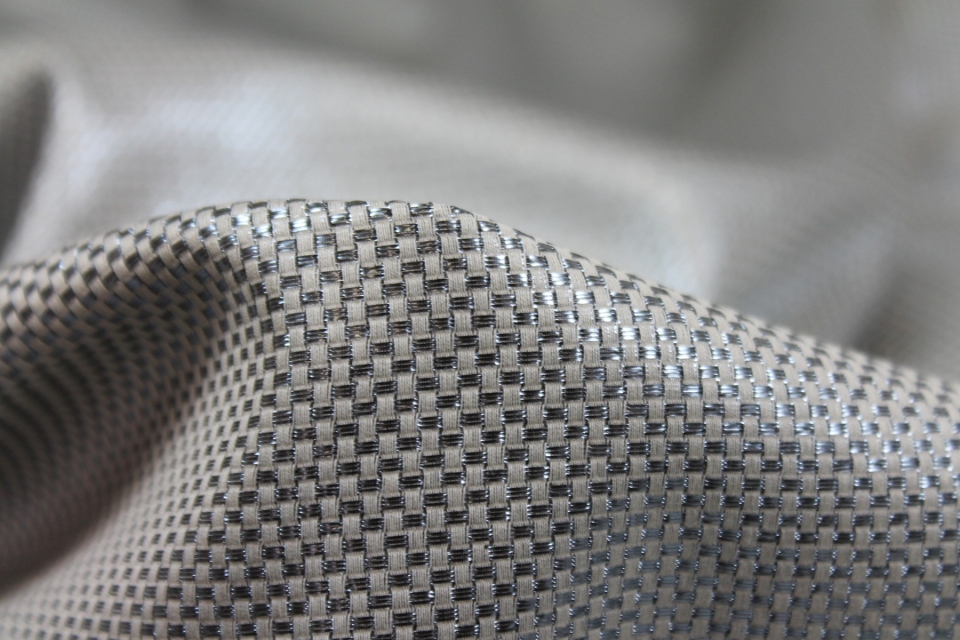 Metallic Texture Basket Weave - Blue Ivory