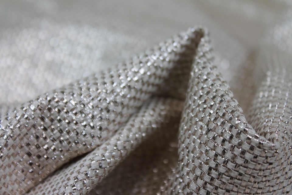 Metallic Texture Basket Weave - Gold Ivory