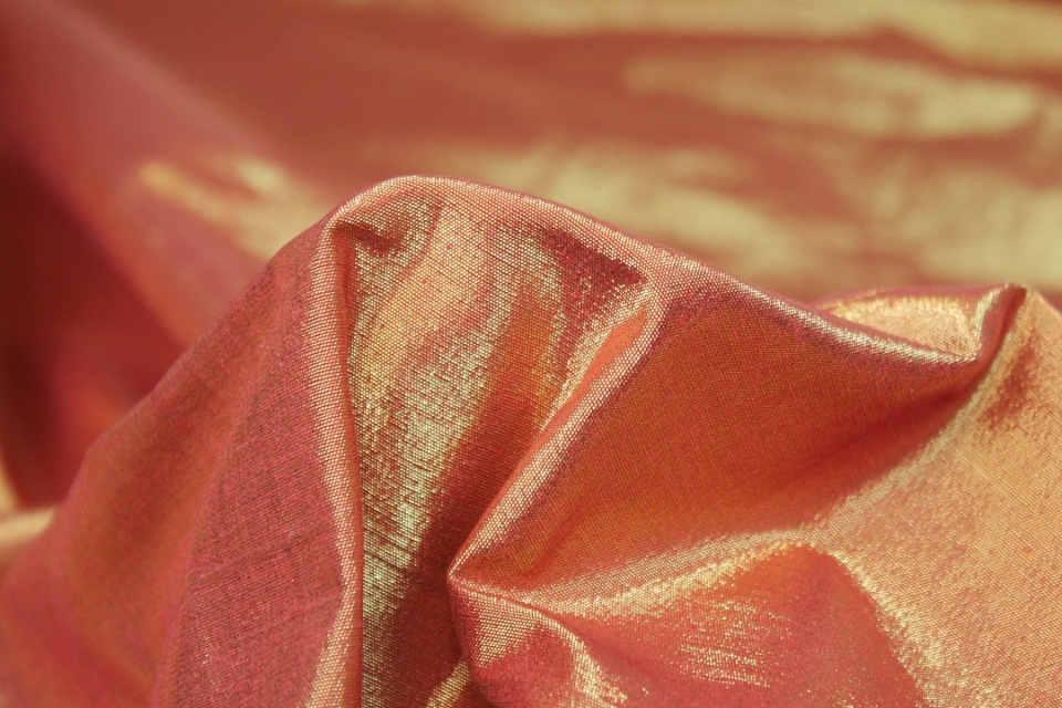 Metallic Silk Noil - Red shot Gold