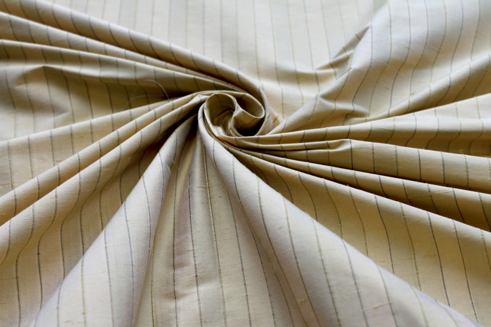 Wide Striped Silk Dupion - Pale Straw Gold