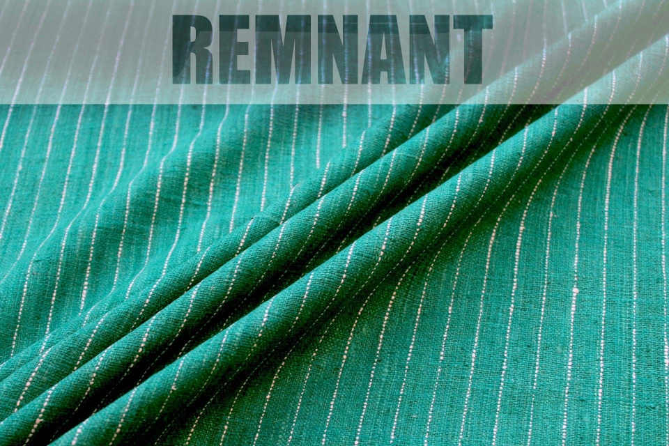 REMNANT - Pinstripe Silk Matka - Green - 0.25m Piece