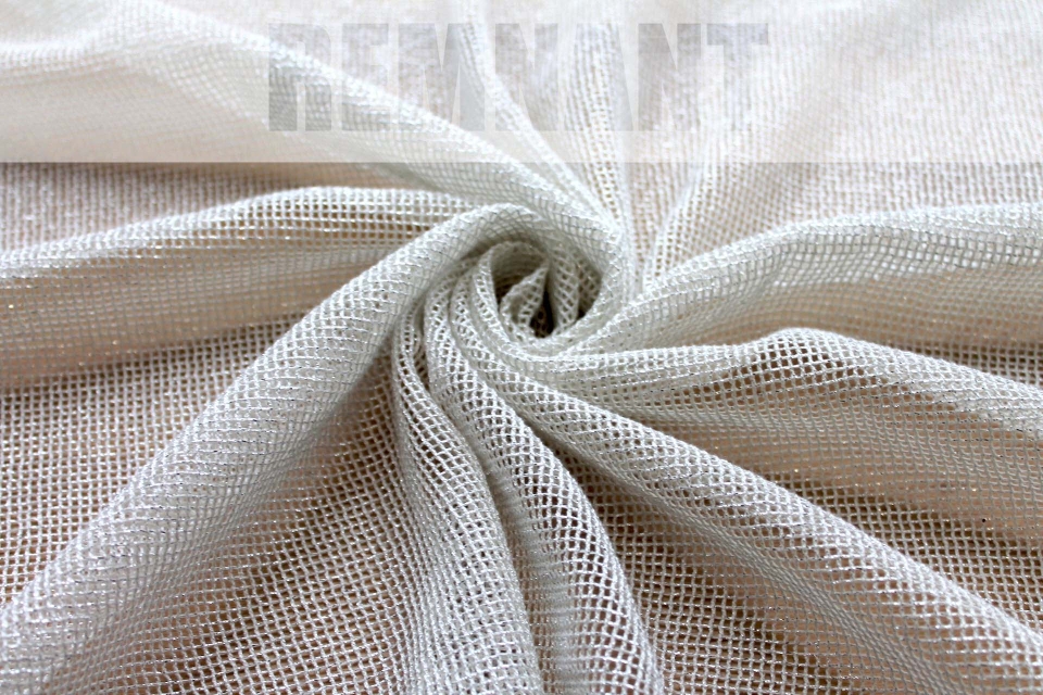 REMNANT - Sparkly Soft Mesh Fabric - Ivory Silver - 0.4-0.5m Piece