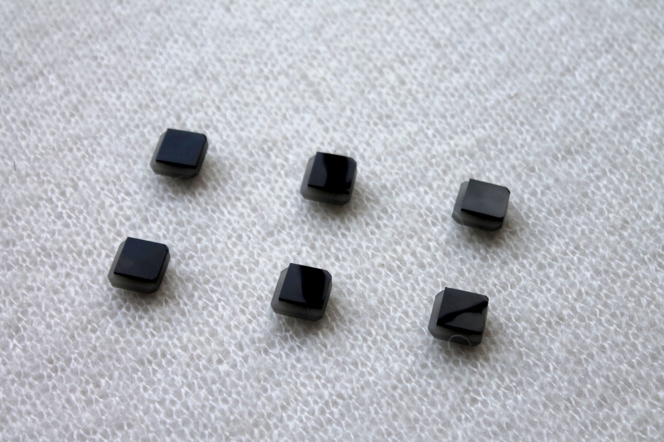Black and Grey Resin Button- Square