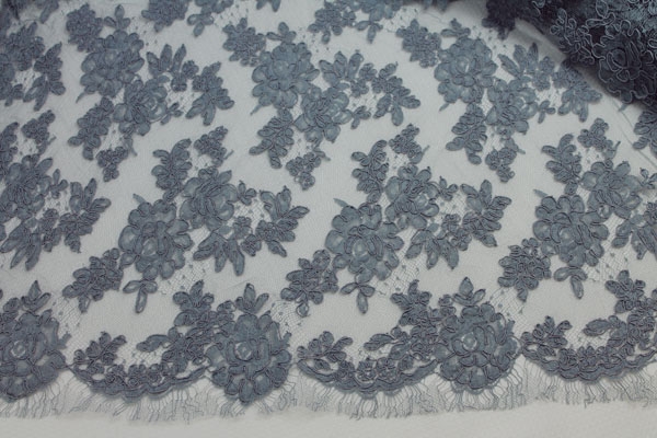 Slate grey Corded Lace 
