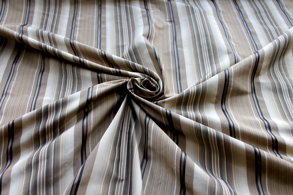 Beige, Brown and Black Multi Stripe Silk Taffeta