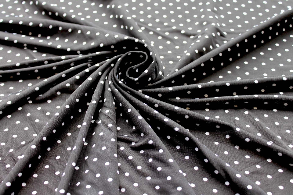 Black and White Printed Polka Dot Jersey
