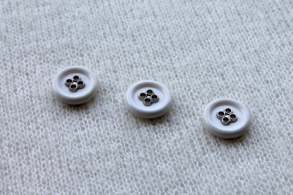 Round White Nylon Button with Metal Eyelets - 2.5cm