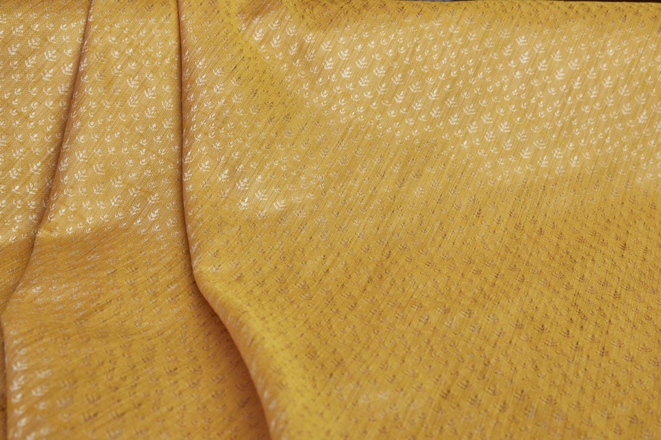 Cream and Saffron Yellow Soft Indian Brocade 