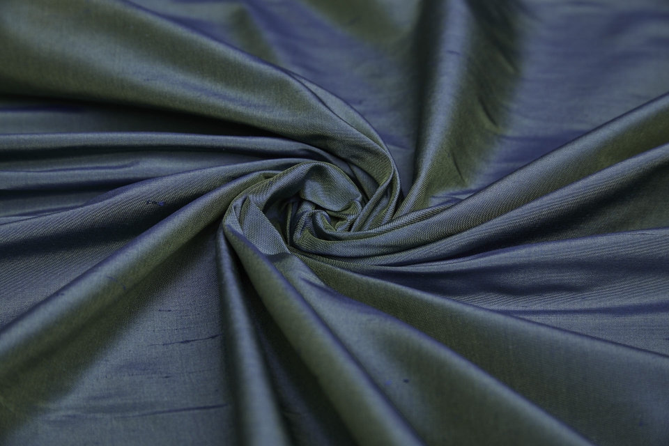 Silk Dupion - Royal Blue shot Green