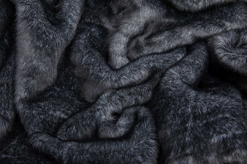 Faux Fur - Short Pile Dark Grey with Lighter Grey