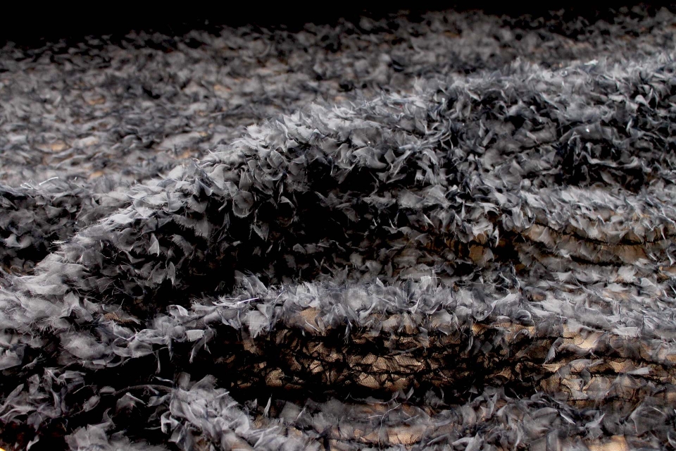 Shredded Organza Ruffle Appliqué on Tulle - Black