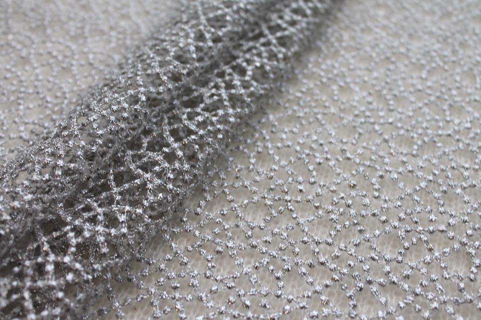 Guipure Lace - Dot Pattern - Silver