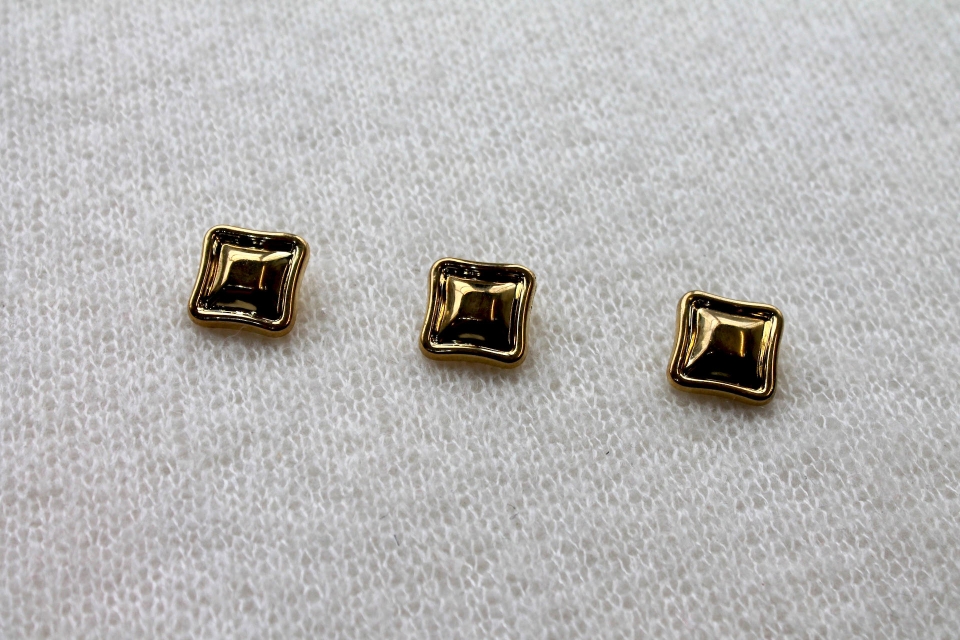 Square Gold Plastic Shank Button - 2.8cm