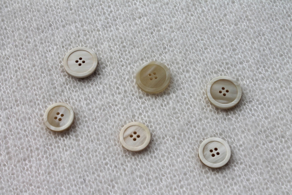 Off White / Beige Faux Bone Resin Button - 1.7cm