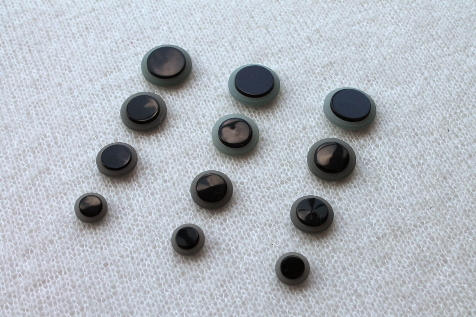 Black and Grey Round Resin Button - 3cm