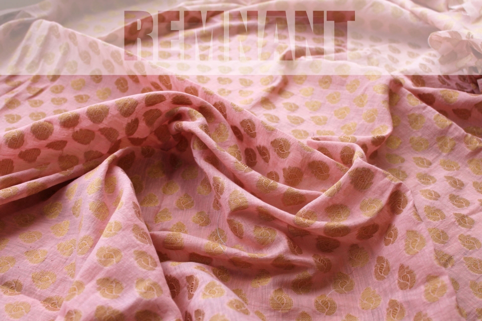 REMNANT - Indian Cotton Brocade - Pink / Gold - 1.9m Piece