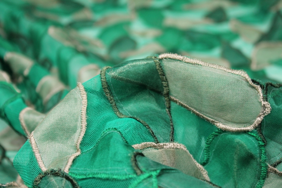 Organza Teardrop Applique on Tulle - Greens