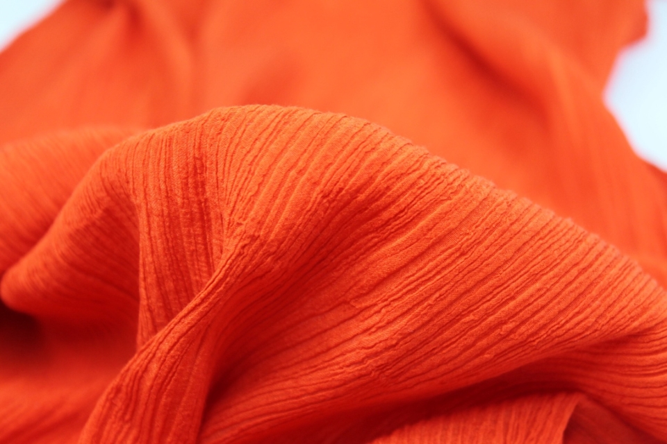 Pleated Silk and Cotton - Orange