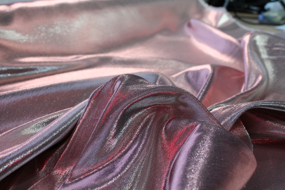 OUT OF STOCK - Colour Changing Pink and Silver Lurex Backed Duchesse Satin