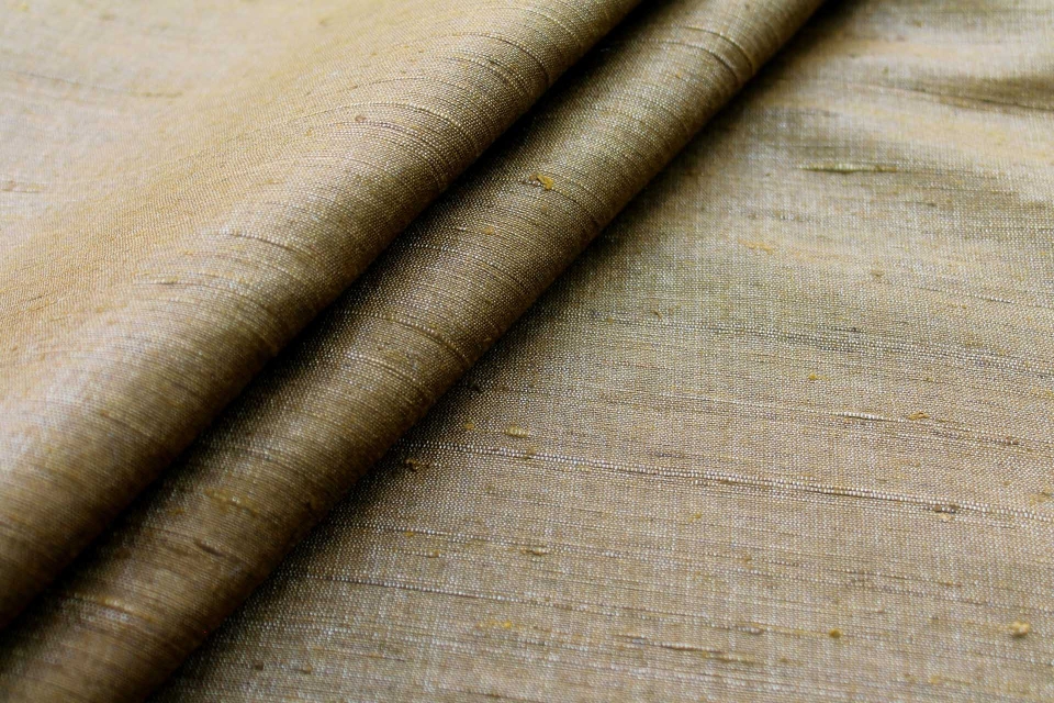 Golden Brown Textured Raw Silk