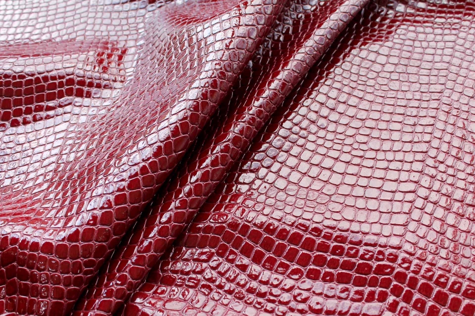 Wine Red Embossed Crocodile Leatherette