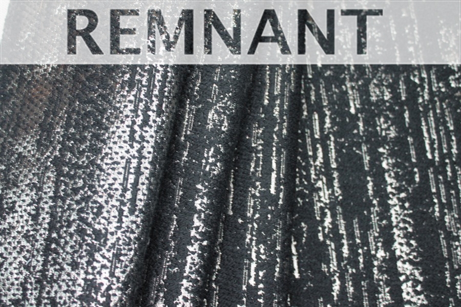 REMNANT - Reversible Wool / Lurex Texture Weave - Black / Charcoal - 0.3m Piece