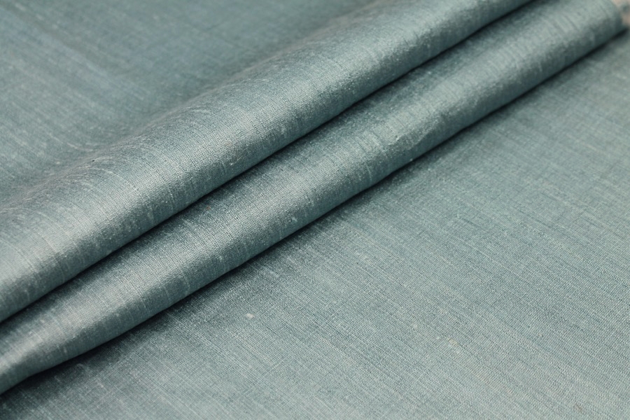 Dusty Blue Textured Raw Silk