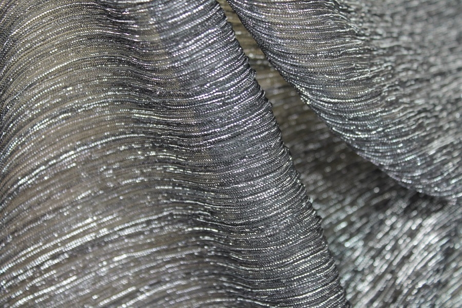 Pleated Lurex Knit - Black / Silver