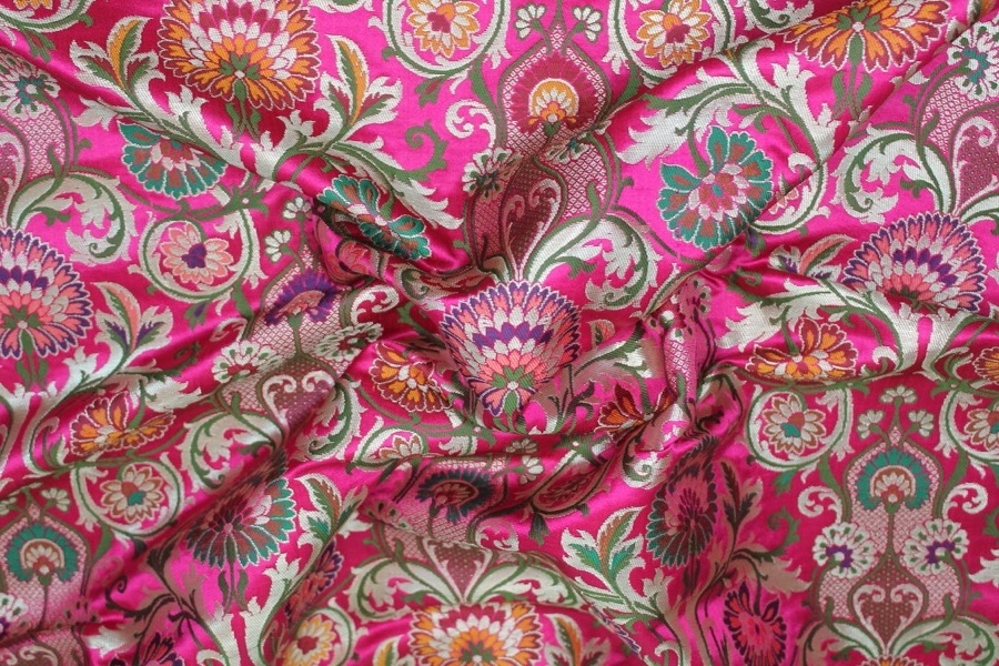 Heavy Banaras Brocade - Deep Pink/Multi