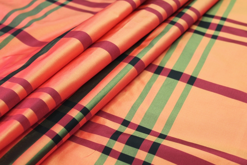 Tartan Acetate Taffeta - Orange