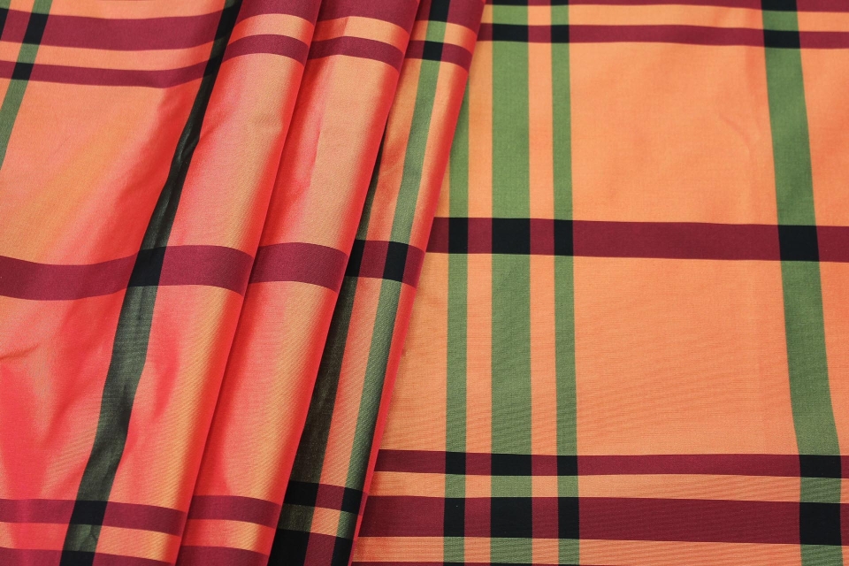 Tartan Acetate Taffeta - Orange