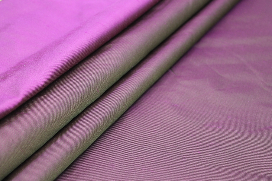 Silk Twill Backed Dupion - Magenta shot Gold