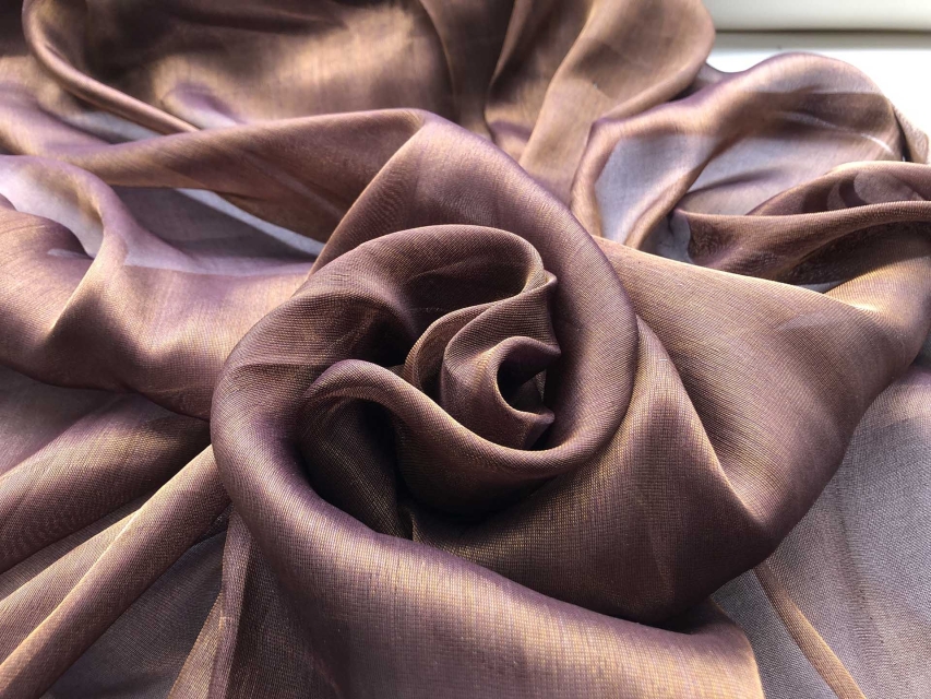 Silk Metallic Chiffon - Aubergine/Gold