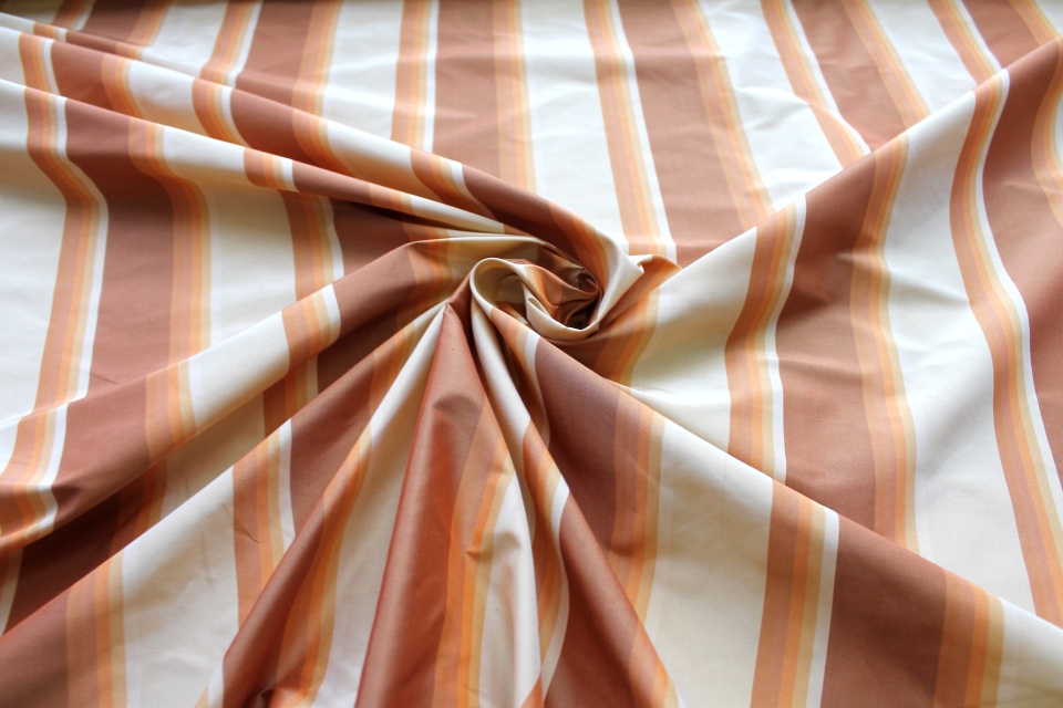 Orange and Cream Striped Silk Taffeta