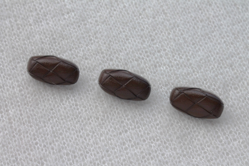 Oval Brown Leather Look Toggle Buttons - Set of 3