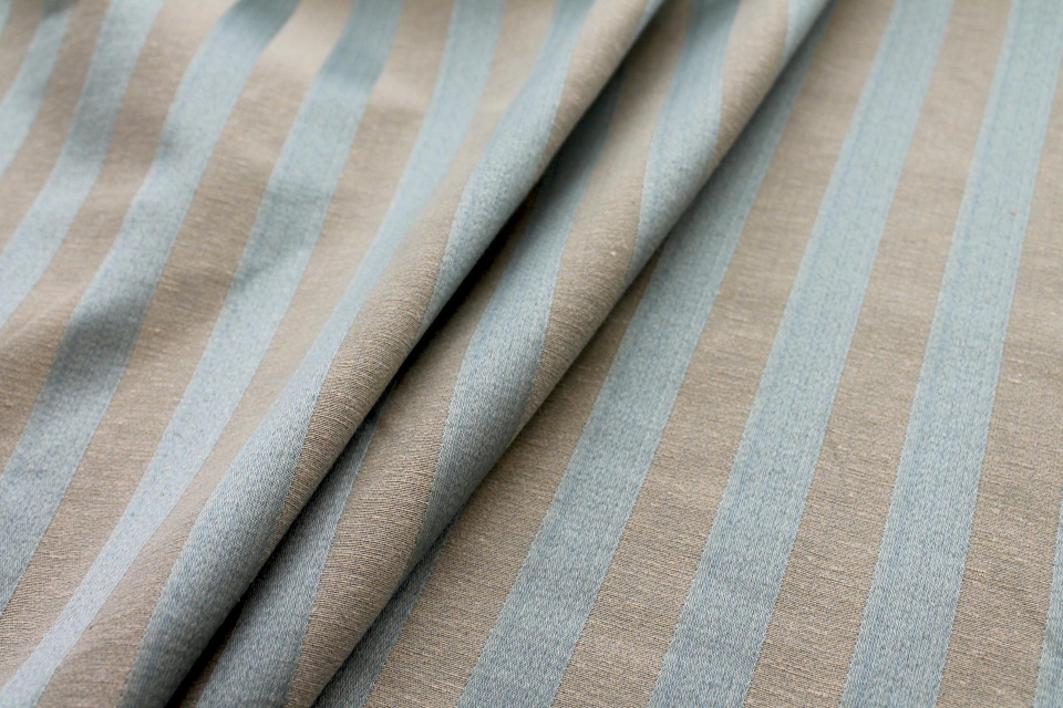 Pale Blue & Cream/Ecru Stripe Brocade