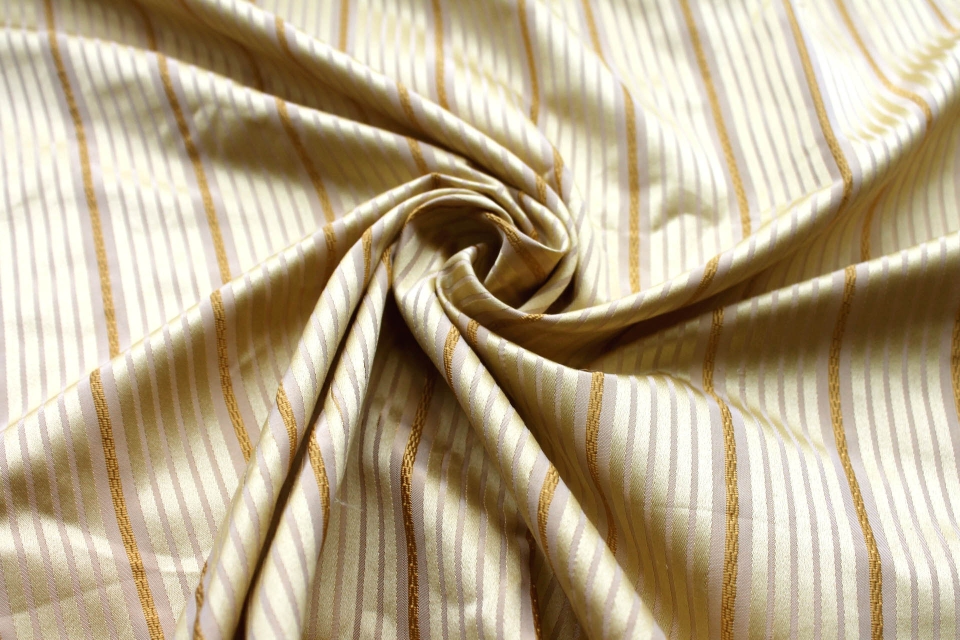 Pale Yellow and Gold Multi Stripe Silk Brocade