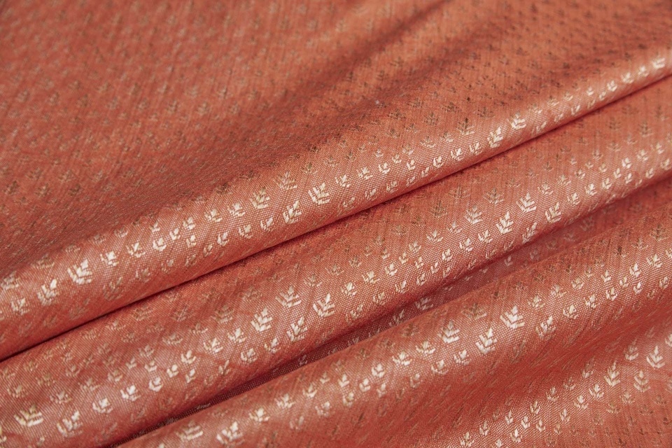 Pale Gold and Rich Orange Soft Indian Brocade 