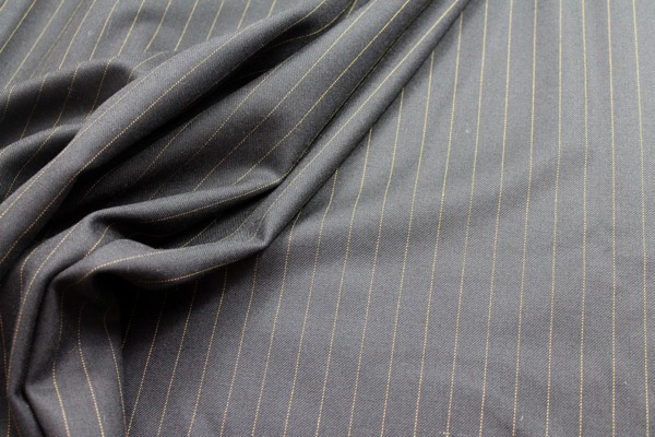 Wool Suiting - Black with Yellow Pinstripe