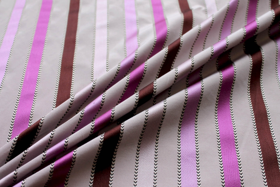 Purple, Lavender and Brown Satin Stripe Brocade