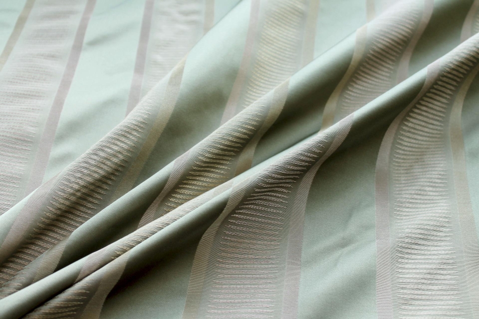 Sage and Pale Olive Striped Silk