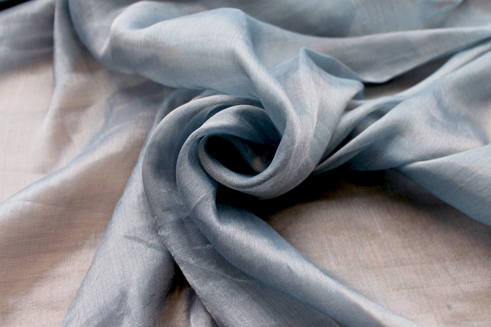 Silk Metallic Chiffon - Sky Blue