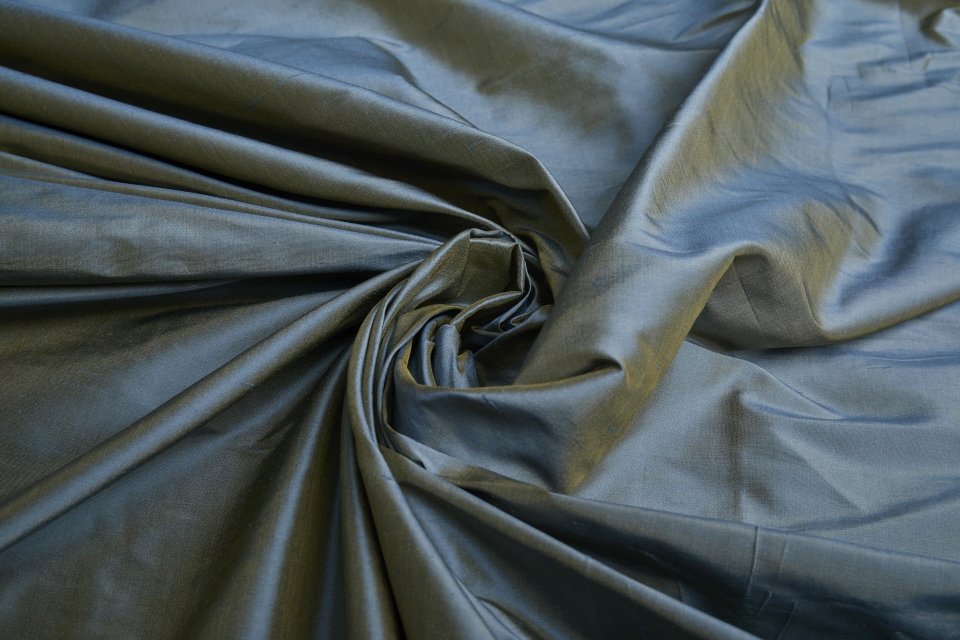 Silk Dupion - Dusty Blue shot Golden