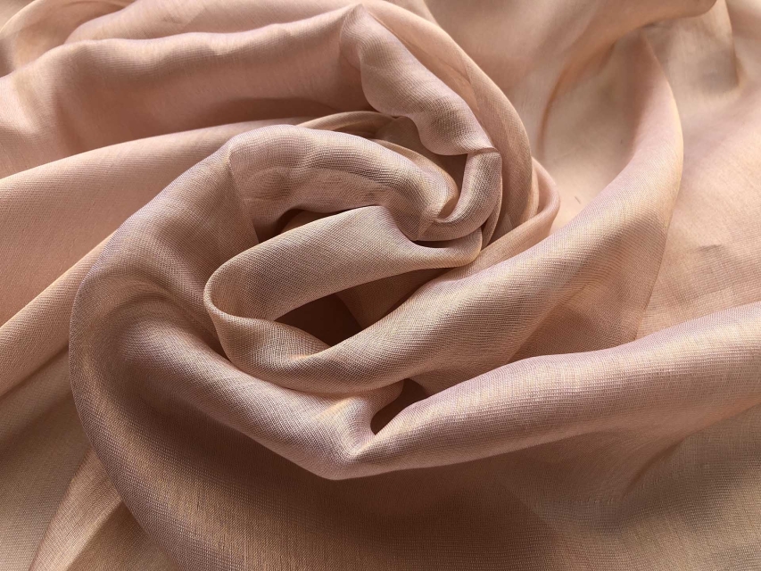 Silk Metallic Chiffon - Peach/Gold