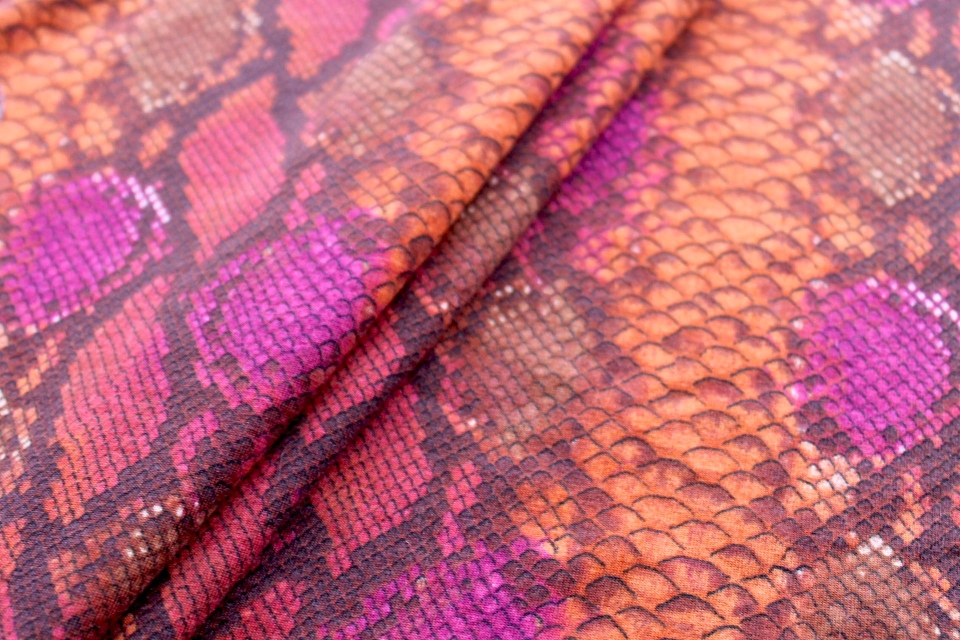 LAST PIECE - Snakeskin Print Jersey - Pink / Orange